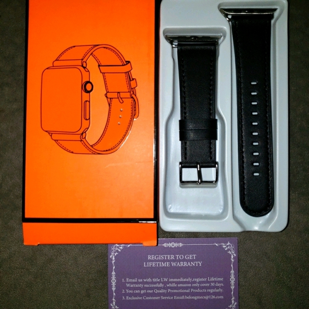 Apple compatible watch band leather black